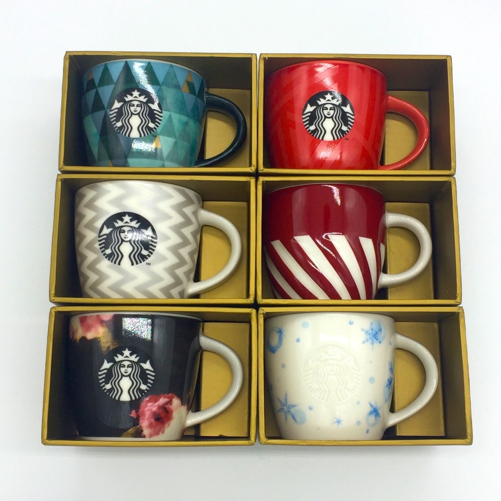 Starbucks The Dot Collection 3oz Mini Coffee Espresso Mugs Set of 6